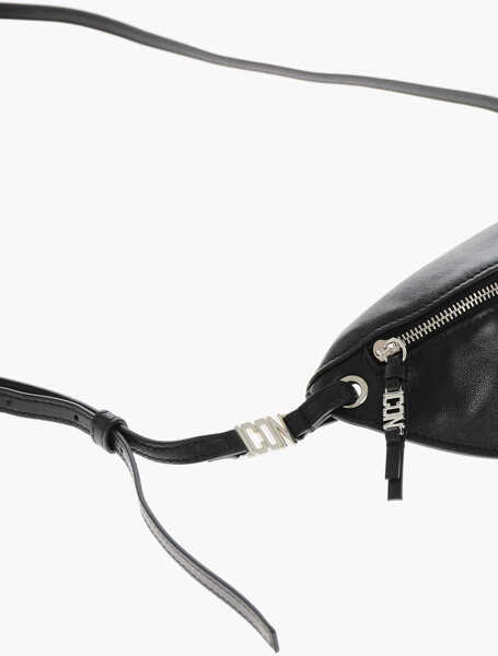 Borsete DSQUARED2 Icon Solid Color Leather Belt Bag With Metal Detail Black Femei (BM 19580921) 3