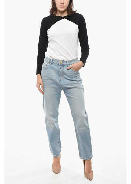 Blugi drepti Balmain Light Washed Slim Fit Denims 15Cm Light Blue Femei (BM 19580924) 4