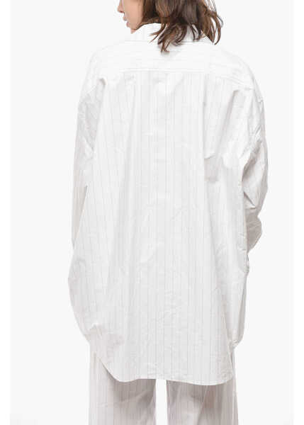 Camasi casual 1989 STUDIO Pinstriped Cotton Oversized Shirt White Femei (BM 19580927) 2