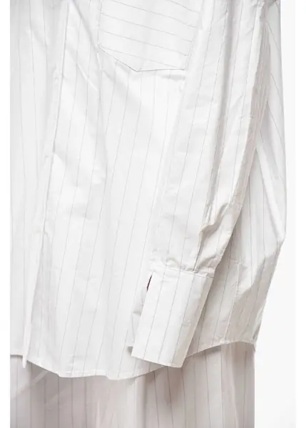 Camasi casual 1989 STUDIO Pinstriped Cotton Oversized Shirt White Femei (BM 19580927) 3