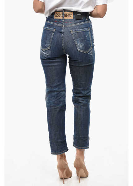 Blugi drepti DSQUARED2 High-Waisted Stretch Denim Boston Jeans 18Cm Blue Femei (BM 19580933) 2