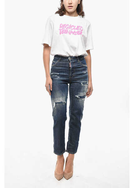 Blugi drepti DSQUARED2 High-Waisted Stretch Denim Boston Jeans 18Cm Blue Femei (BM 19580933) 4