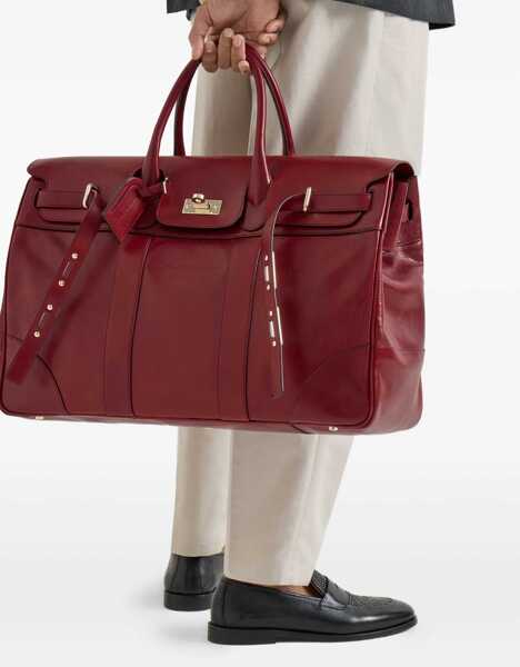 Genti de voiaj Brunello Cucinelli Leather Country Travel Bag ROSSO ANTICO Barbati (BM 19581041) 2