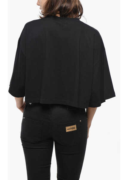 Tricouri DSQUARED2 Printed Icon Cropped Fit T-Shirt Black Femei (BM 19581050) 2