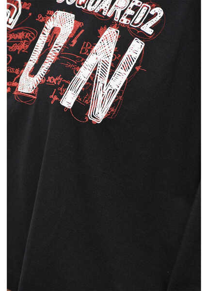 Tricouri DSQUARED2 Printed Icon Cropped Fit T-Shirt Black Femei (BM 19581050) 3