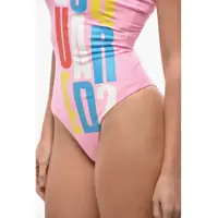Costume de baie intregi Dama - Costume de baie intregi DSQUARED2 One-Shoulder Swimsuit With Printed Logo Pink Femei (BM 19581053) - B-mall.ro