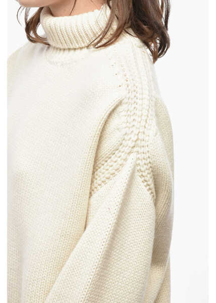 Pulovere SA SU PHI Cashmere Turtleneck Sweater With Open Back White Femei (BM 19581056) 3