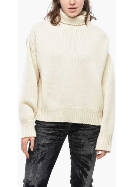 Pulovere SA SU PHI Cashmere Turtleneck Sweater With Open Back White Femei (BM 19581056) 1