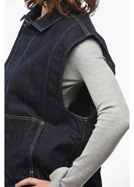 Geci de blugi 1989 STUDIO Dark Washed Denim Vest With Hidden Buttoning Blue Femei (BM 19581065) 3
