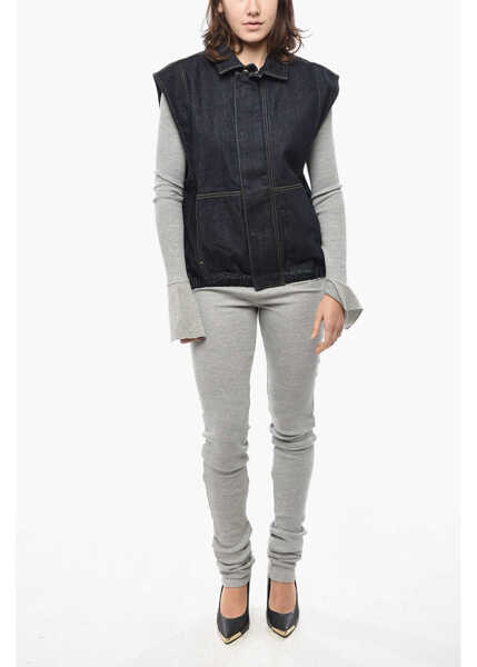 Geci de blugi 1989 STUDIO Dark Washed Denim Vest With Hidden Buttoning Blue Femei (BM 19581065) 4