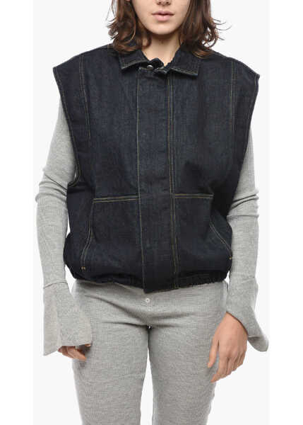 Geci de blugi 1989 STUDIO Dark Washed Denim Vest With Hidden Buttoning Blue Femei (BM 19581065) 1