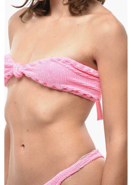 Bikini REINA OLGA High Waist Wave Motif Bandeau Bikini Pink Femei (BM 19581068) 3