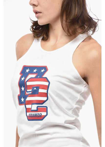 Bluze DSQUARED2 Cotton Starstriped Tank Top White Femei (BM 19581071) 3