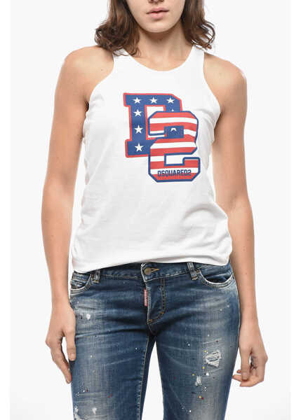 Bluze DSQUARED2 Cotton Starstriped Tank Top White Femei (BM 19581071) 1