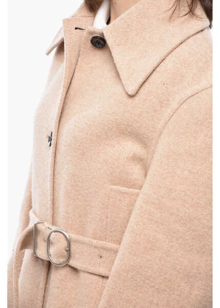 Paltoane Jil Sander Virgin Wool Unlined Coat With Belt Pink Femei (BM 19581077) 3