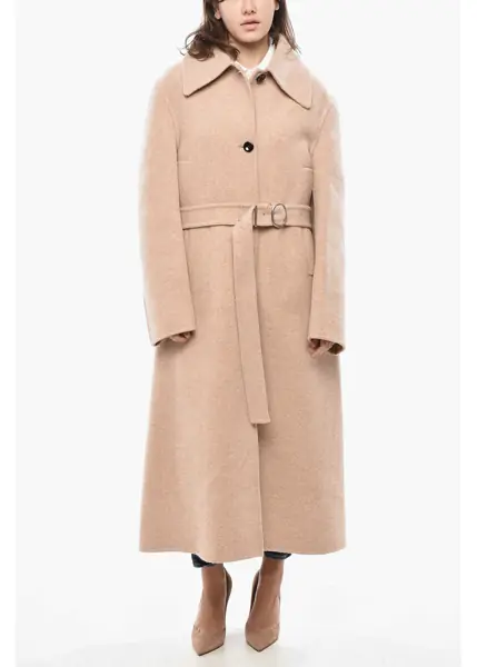 Paltoane Jil Sander Virgin Wool Unlined Coat With Belt Pink Femei (BM 19581077) 4