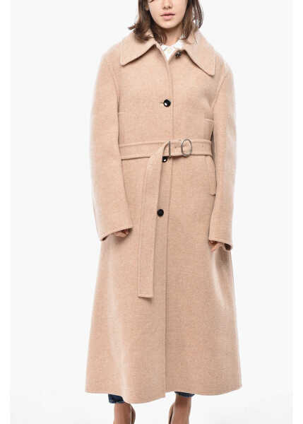 Paltoane Jil Sander Virgin Wool Unlined Coat With Belt Pink Femei (BM 19581077) 1