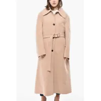 Paltoane Virgin Wool Unlined Coat With Belt Femei