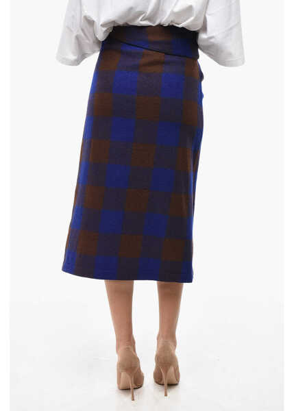 Fuste lungi LEMAIRE Virgin Wool Checked Wrap Skirt Blue Femei (BM 19581080) 2
