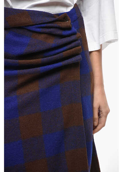 Fuste lungi LEMAIRE Virgin Wool Checked Wrap Skirt Blue Femei (BM 19581080) 3