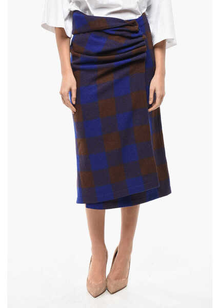 Fuste lungi LEMAIRE Virgin Wool Checked Wrap Skirt Blue Femei (BM 19581080) 1