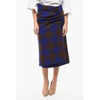 Fuste lungi Virgin Wool Checked Wrap Skirt Femei