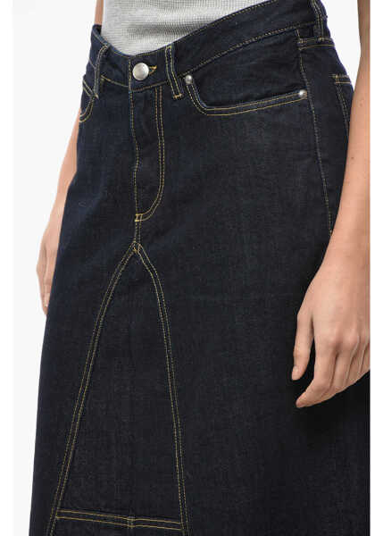 Fuste casual 1989 STUDIO Denim Long Skirt With Visible Stitching Blue Femei (BM 19581083) 3