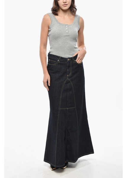 Fuste casual 1989 STUDIO Denim Long Skirt With Visible Stitching Blue Femei (BM 19581083) 4