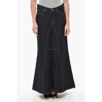 Fuste casual Denim Long Skirt With Visible Stitching Femei