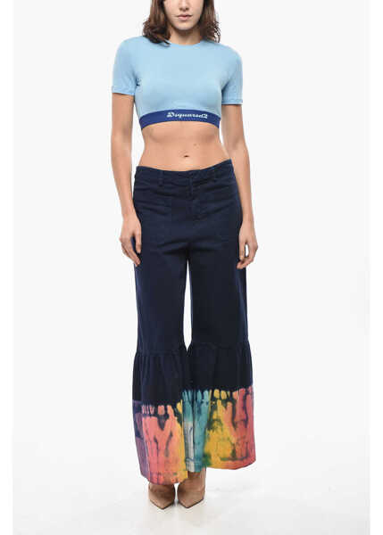 Pantaloni casual Dior Wide Leg Pants With Tie-Dye Effect Blue Femei (BM 19581089) 4
