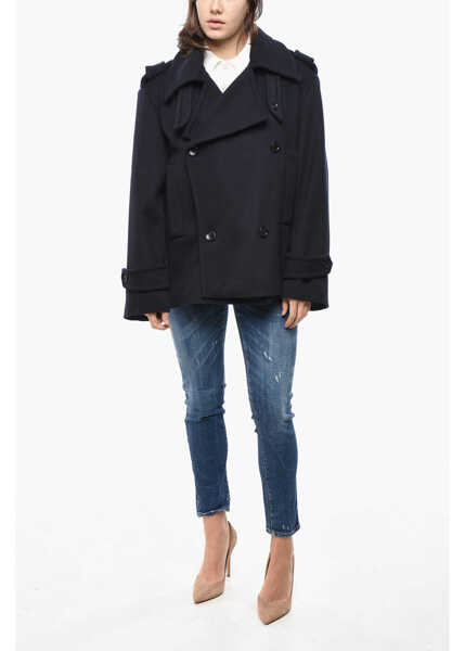 Paltoane Max Mara Sfilata Double-Breasted Laveno Wool And Cashmere Coat Blue Femei (BM 19581104) 4