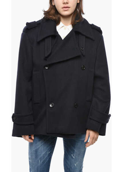 Paltoane Max Mara Sfilata Double-Breasted Laveno Wool And Cashmere Coat Blue Femei (BM 19581104) 1