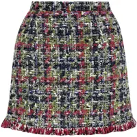 Fuste scurte Multicolor Tweed Skirt With Fringed Hem Femei