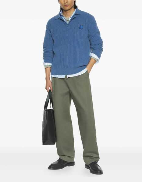 Tricouri Polo MAISON KITSUN Long-Sleeved Polo Shirt BLUE Barbati (BM 19589525) 2