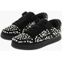 Sneakers Low-Top Leather Sneakers Embellished With Crystals Barbati