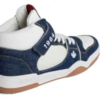 Sneakers DSQUARED2 pentru Barbati - Sneakers DSQUARED2 Textured Leather Spiker High-Top Sneakers With Denim Details White Barbati (BM 19589867) - B-mall.ro