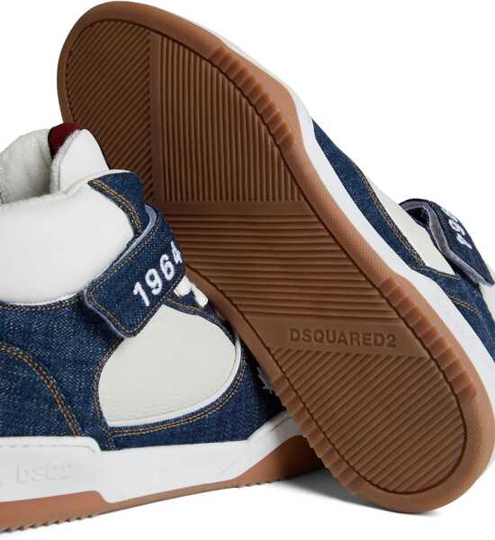 Sneakers DSQUARED2 Textured Leather Spiker High-Top Sneakers With Denim Details White Barbati (BM 19589867) 5
