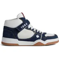 Sneakers Textured Leather Spiker High-Top Sneakers With Denim Details Barbati
