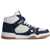 DSQUARED2 Textured Leather Spiker High-Top Sneakers With Denim Details White