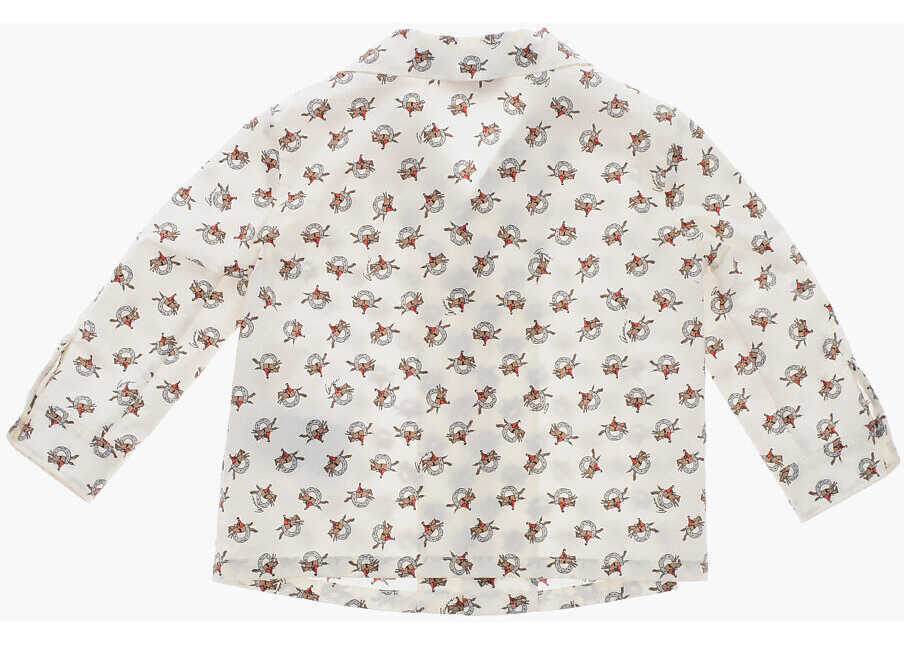 Camasi Gucci Poplin Cotton Shirt With All-Over Equestrian Print White Baieti (BM 19589888) 3
