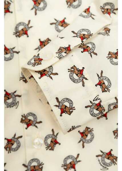 Camasi Gucci Cotton Poplin Shirt With All-Over Equestrian Print White Baieti (BM 19589888) 4
