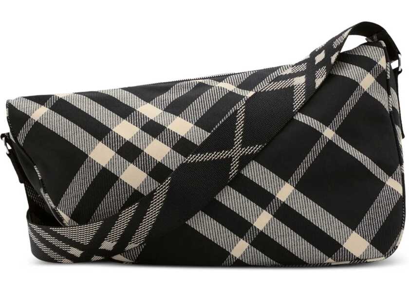 Genti de mana Burberry Checked Crossbody Bag Black & White Barbati (BM 19589912) 2