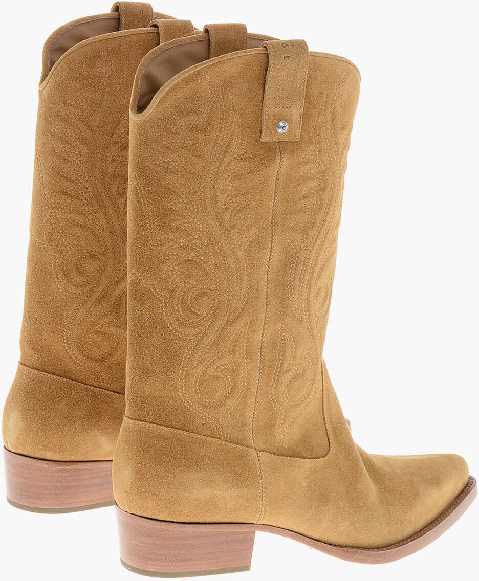 Ghete 1989 STUDIO Solid Color Suede Western Boots Brown Barbati (BM 19589915) 2