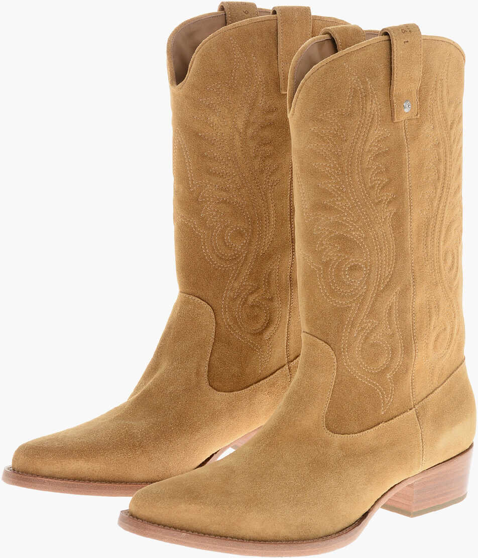 Ghete 1989 STUDIO Solid Color Suede Western Boots Brown Barbati (BM 19589915) 1