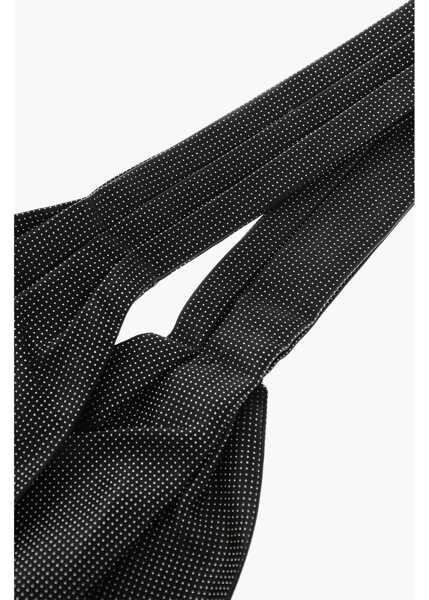 Cravate CORNELIANI Micro Polka Dots Silk Ascot Tie Black Barbati (BM 19589927) 3