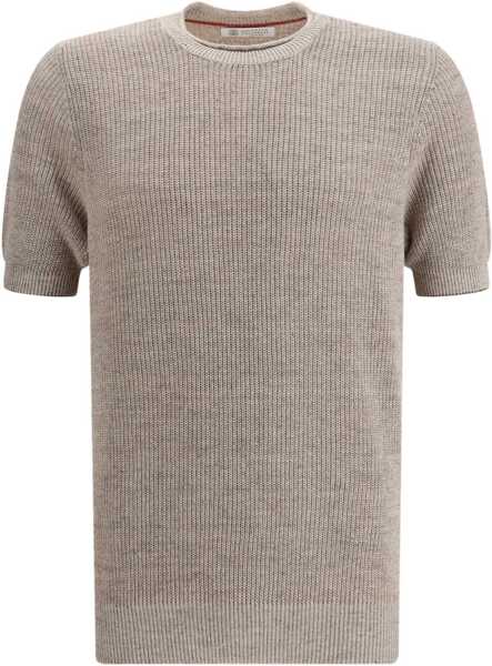 Tricouri Brunello Cucinelli Cotton and linen knit T-Shirt SPAGONOCCIOLA Barbati (BM 19590032) 1