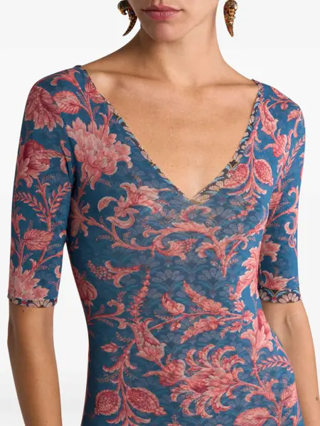 Rochii ETRO Stretch tulle midi Dress with floral motif X0886 Femei (BM 19590044) 4