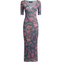 Rochii Stretch tulle midi Dress with floral motif Femei