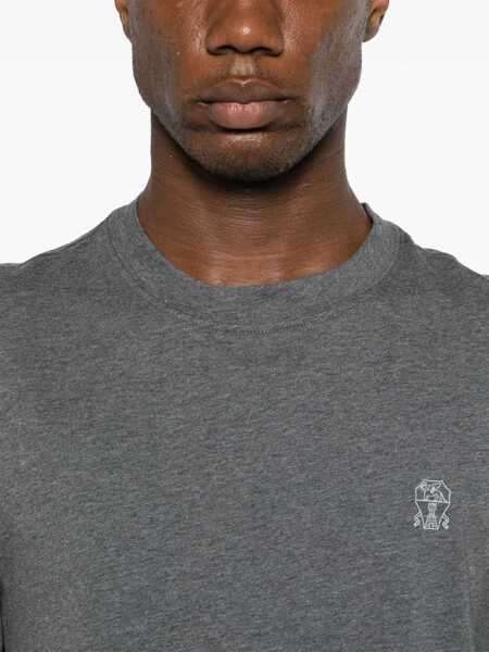 Tricouri Brunello Cucinelli Logoed T-Shirt PIOMBOPERLA Barbati (BM 19590074) 5