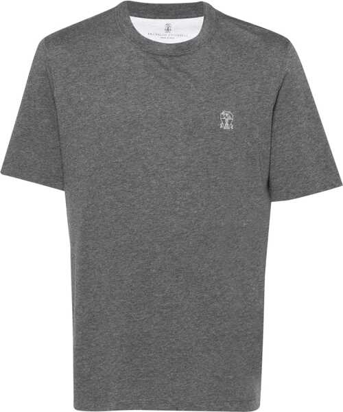 Tricouri Brunello Cucinelli Logoed T-Shirt PIOMBOPERLA Barbati (BM 19590074) 1